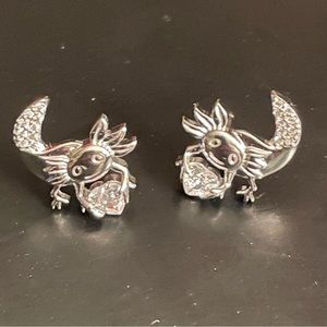 Silver Axolotl Stud Earrings